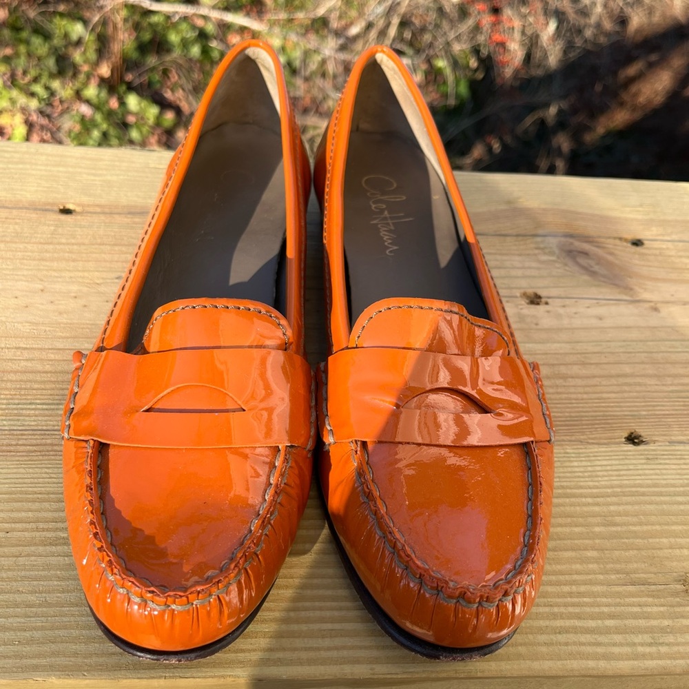 Cole Haan Orange Patent Leather Loafers - Picture 2 of 6
